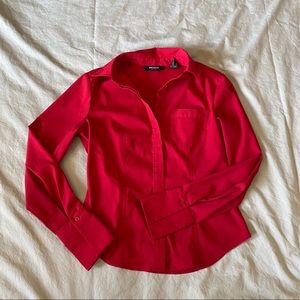 Red Express Button Up Blouse